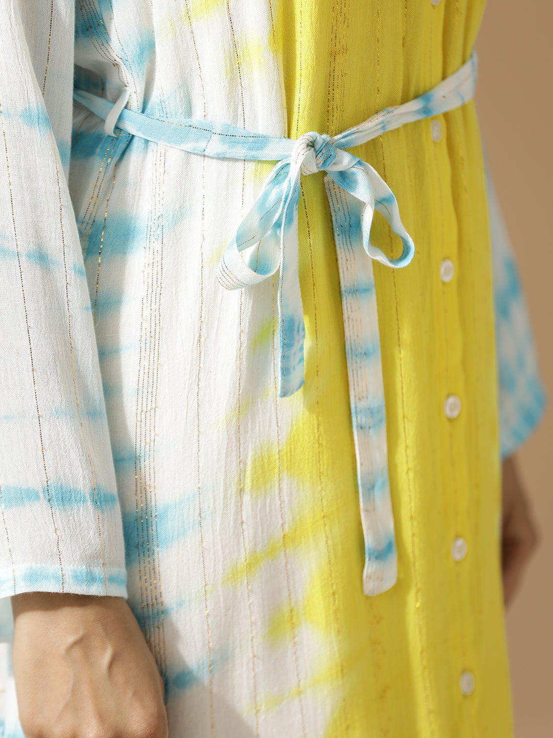 Blue and Yellow Tie&Dye Shirt Dress
