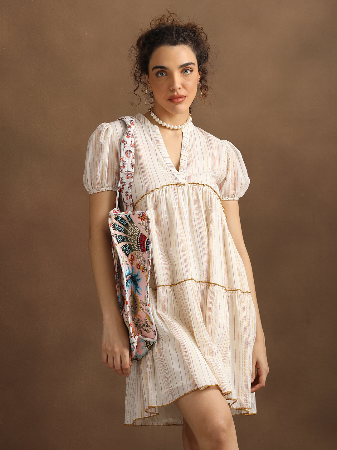 Natural Multilurex Short Dress