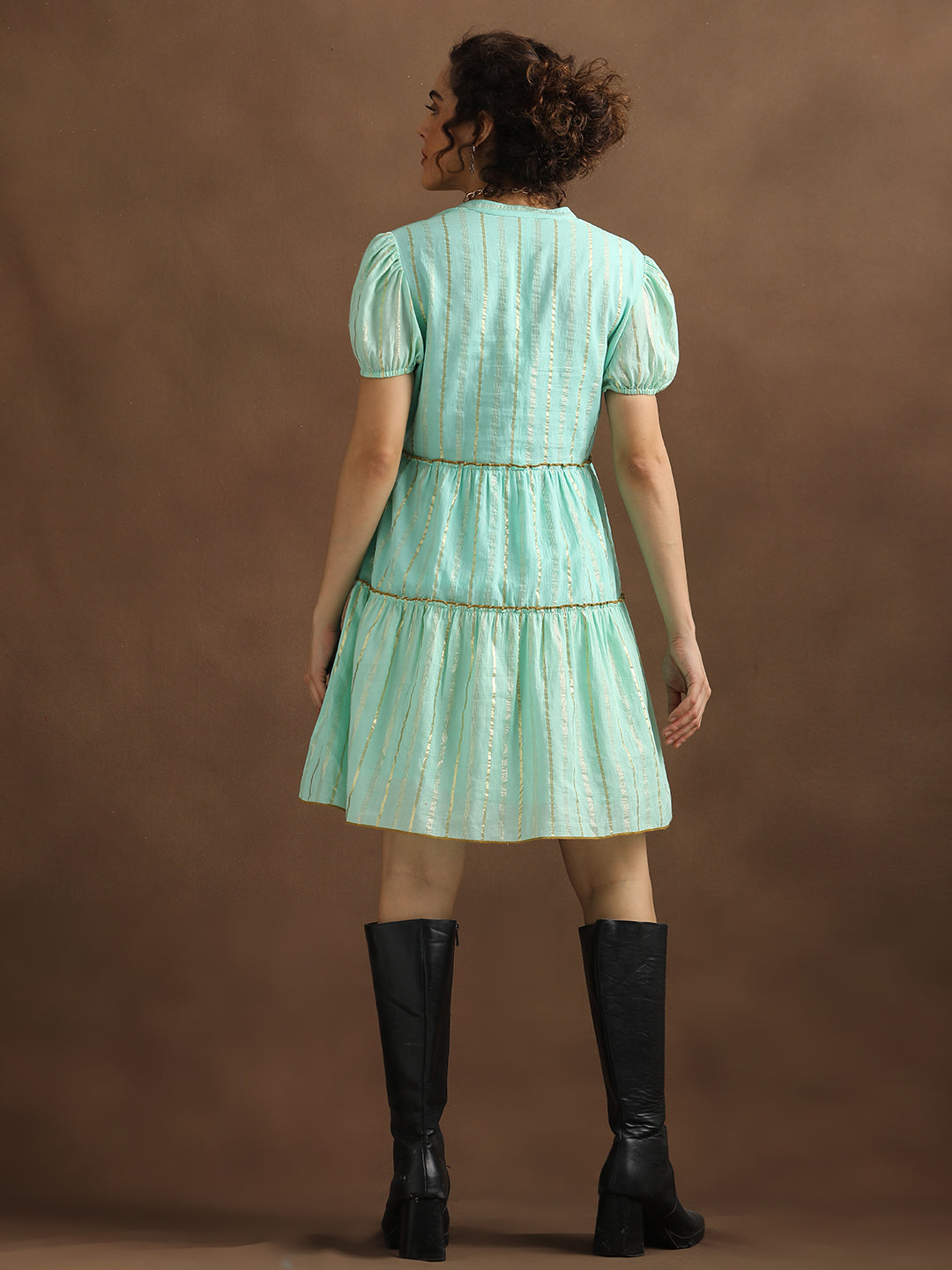 Sea Green Lurex Short Dress
