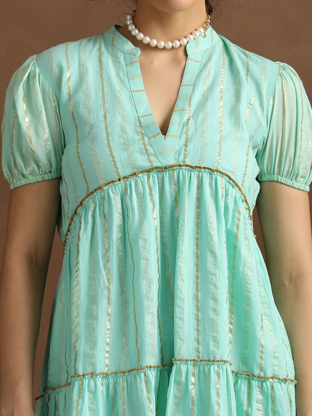Sea Green Lurex Short Dress