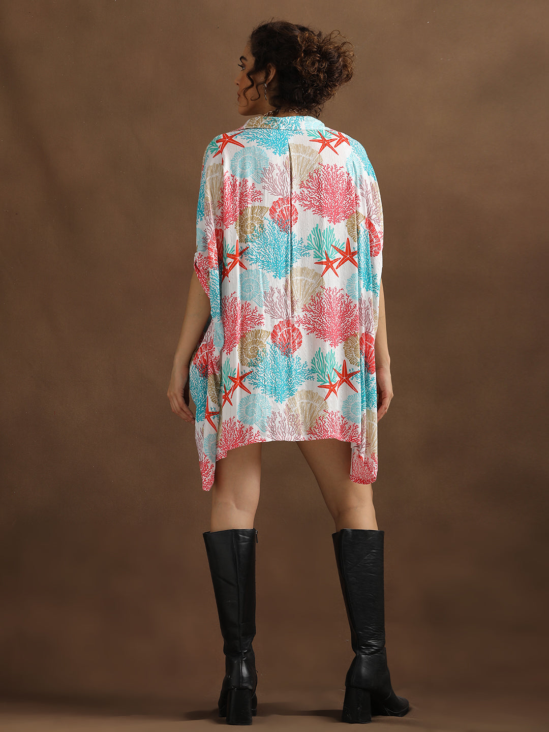 Coral Print Oversized Shirt