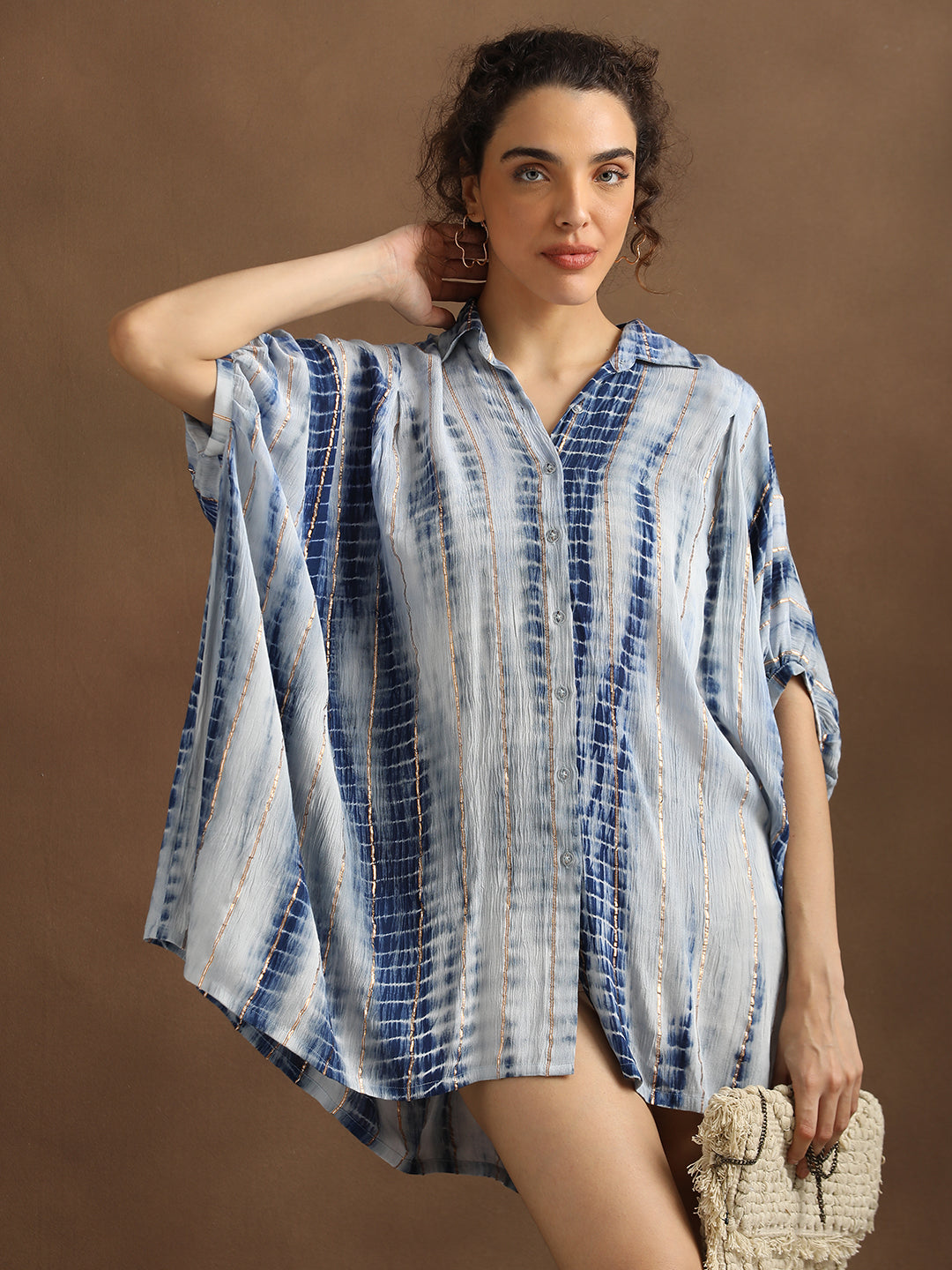 Indigo Hand Tie-Dye Oversized Shirt