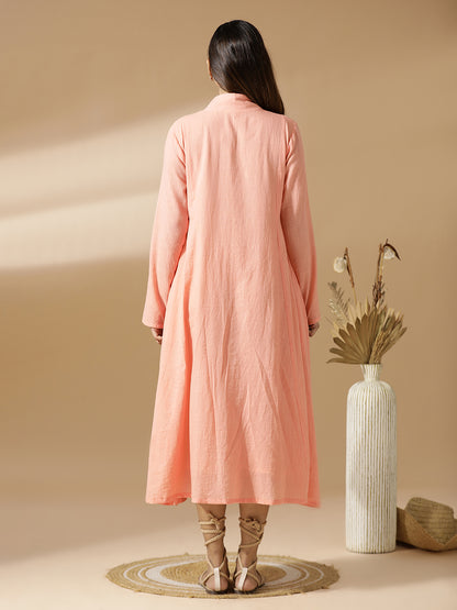 Peach A-Line Midi Dress