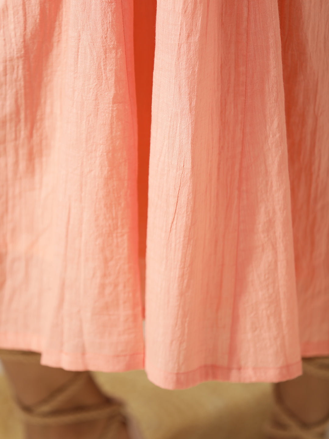 Peach A-Line Midi Dress