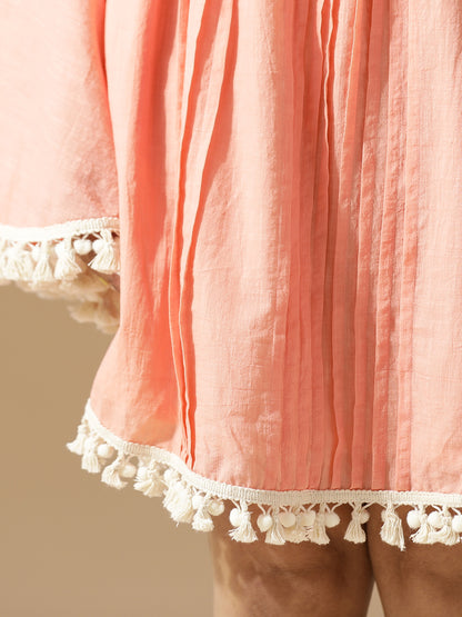 Peach Off-Shoulder Short Dress