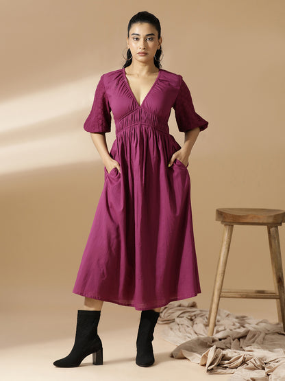 Solid Magenta A-Line dress