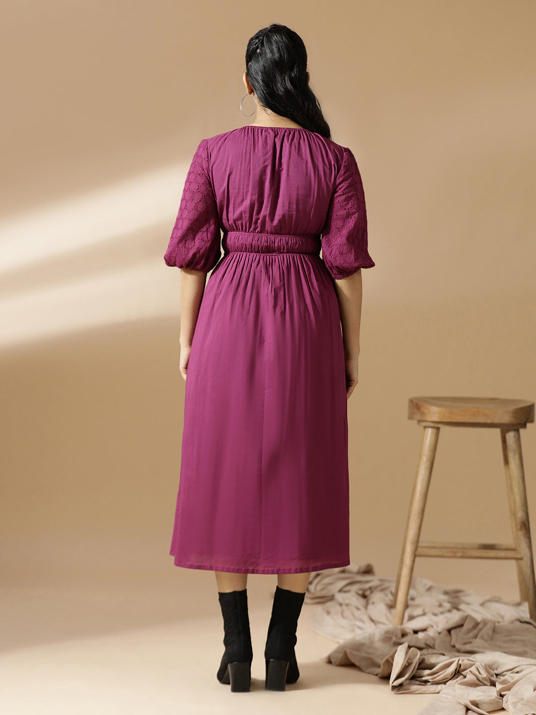 Solid Magenta A-Line dress