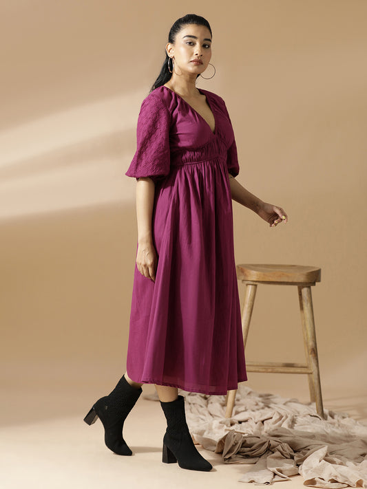 Solid Magenta A-Line dress