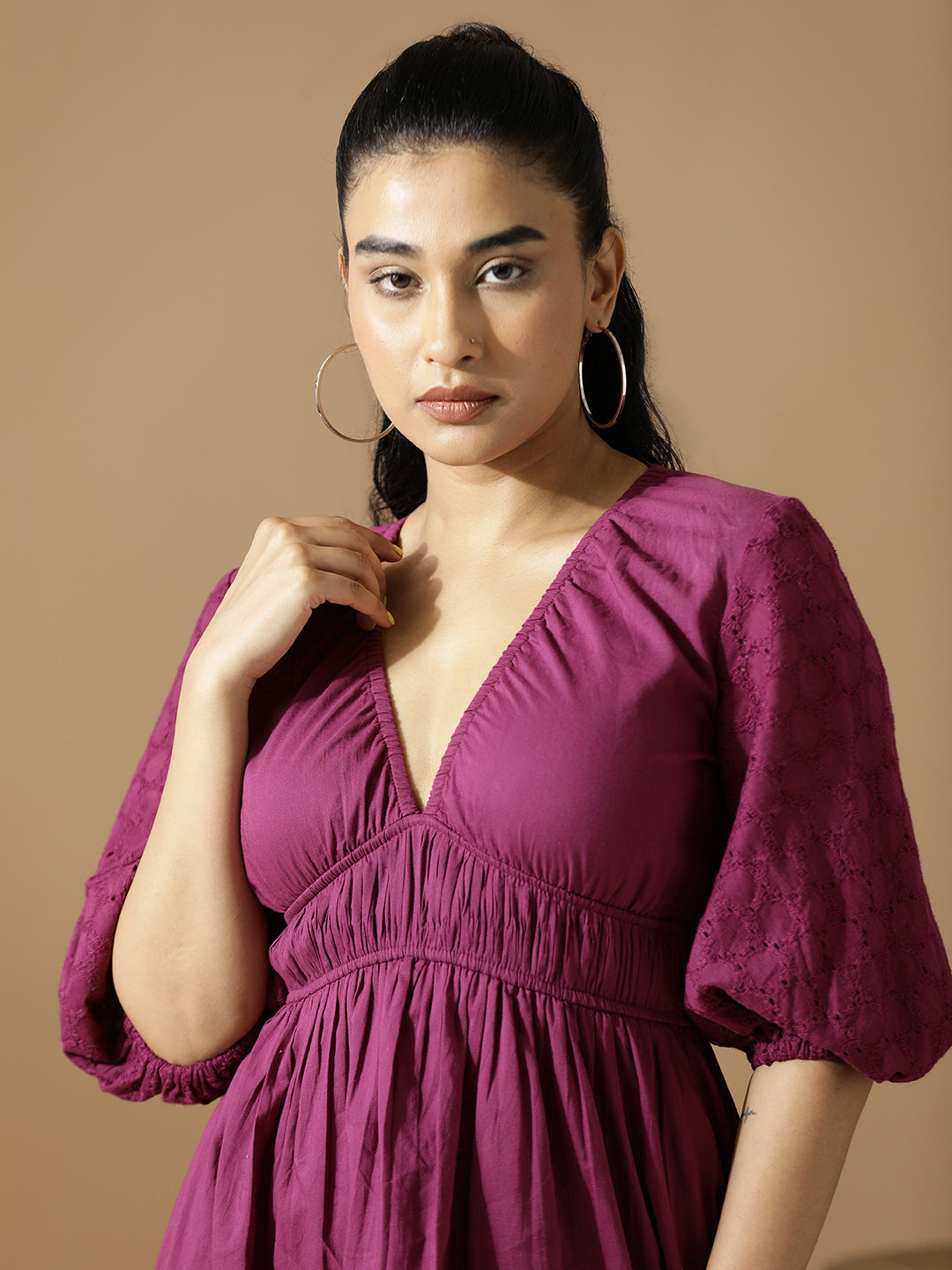 Solid Magenta A-Line dress