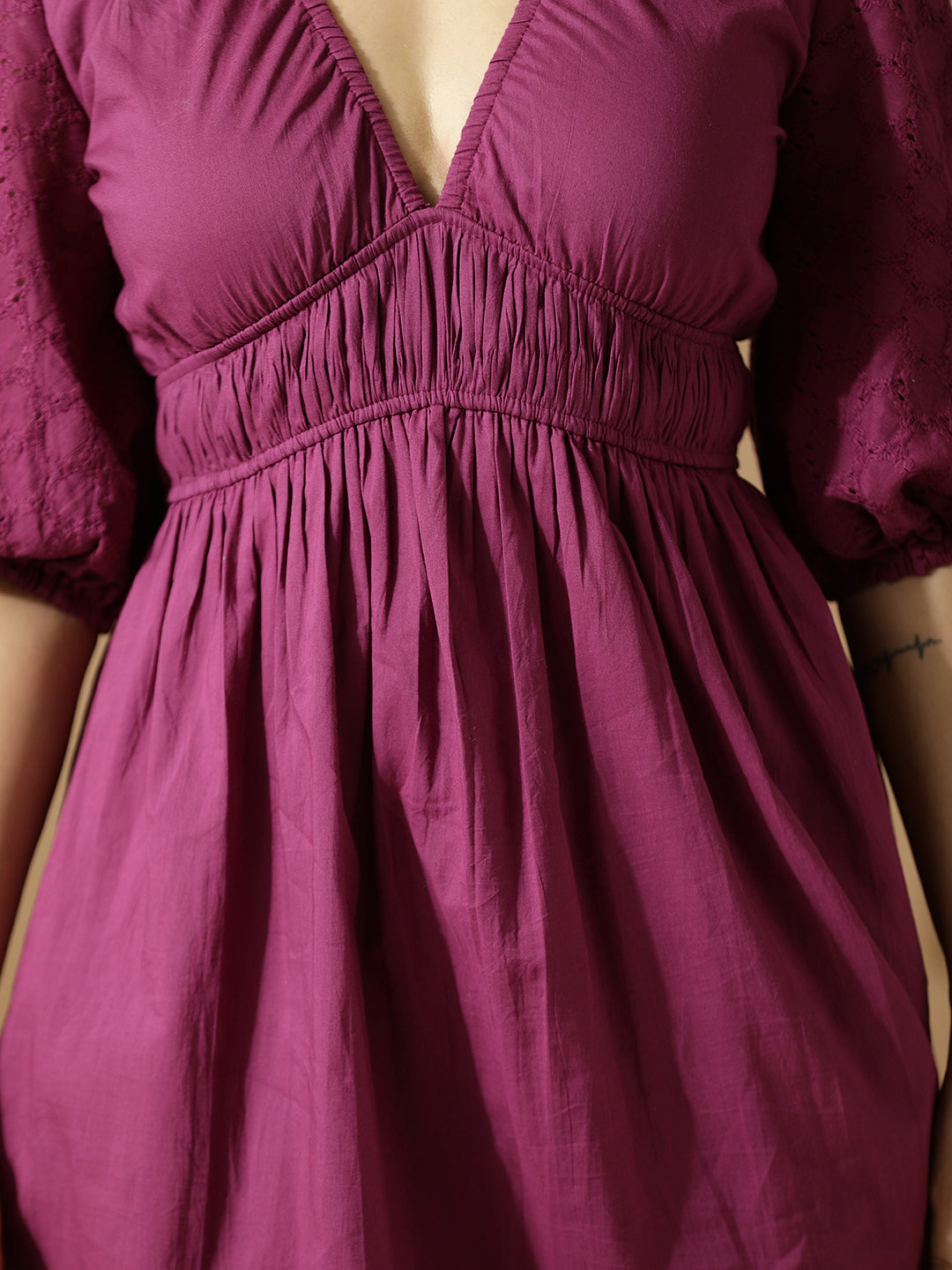 Solid Magenta A-Line dress