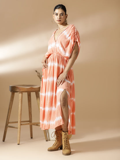 Peach Tie&Dye long dress