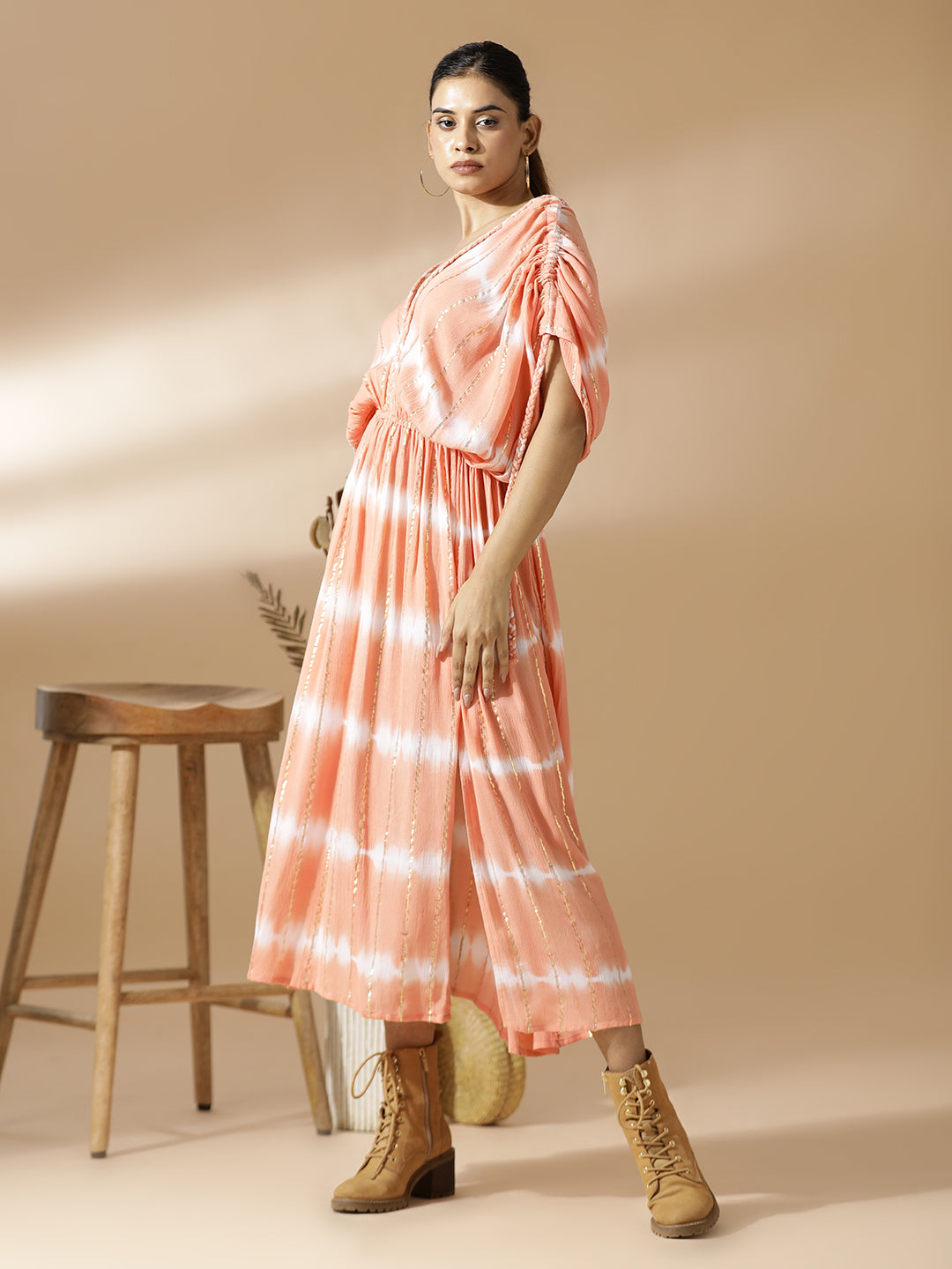 Peach Tie&Dye long dress