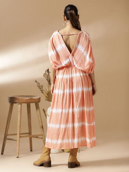 Peach Tie&Dye long dress