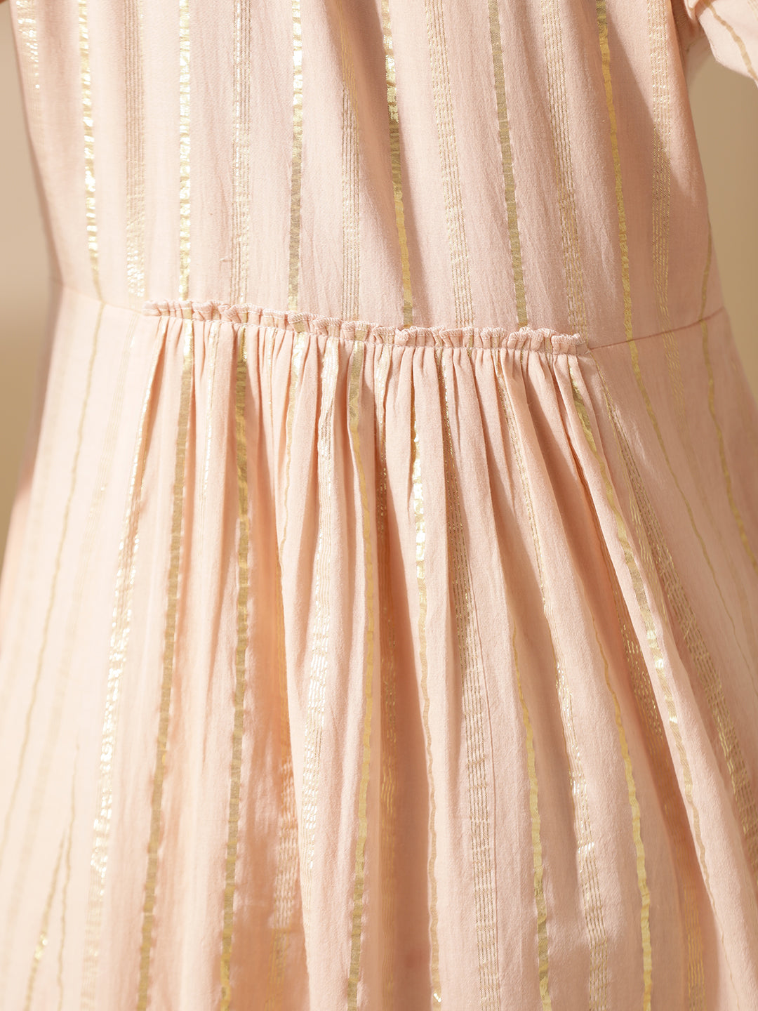 Peach Lurex short A-Line dress