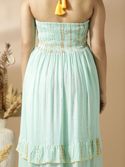 Sea Green Lurex Long Dress