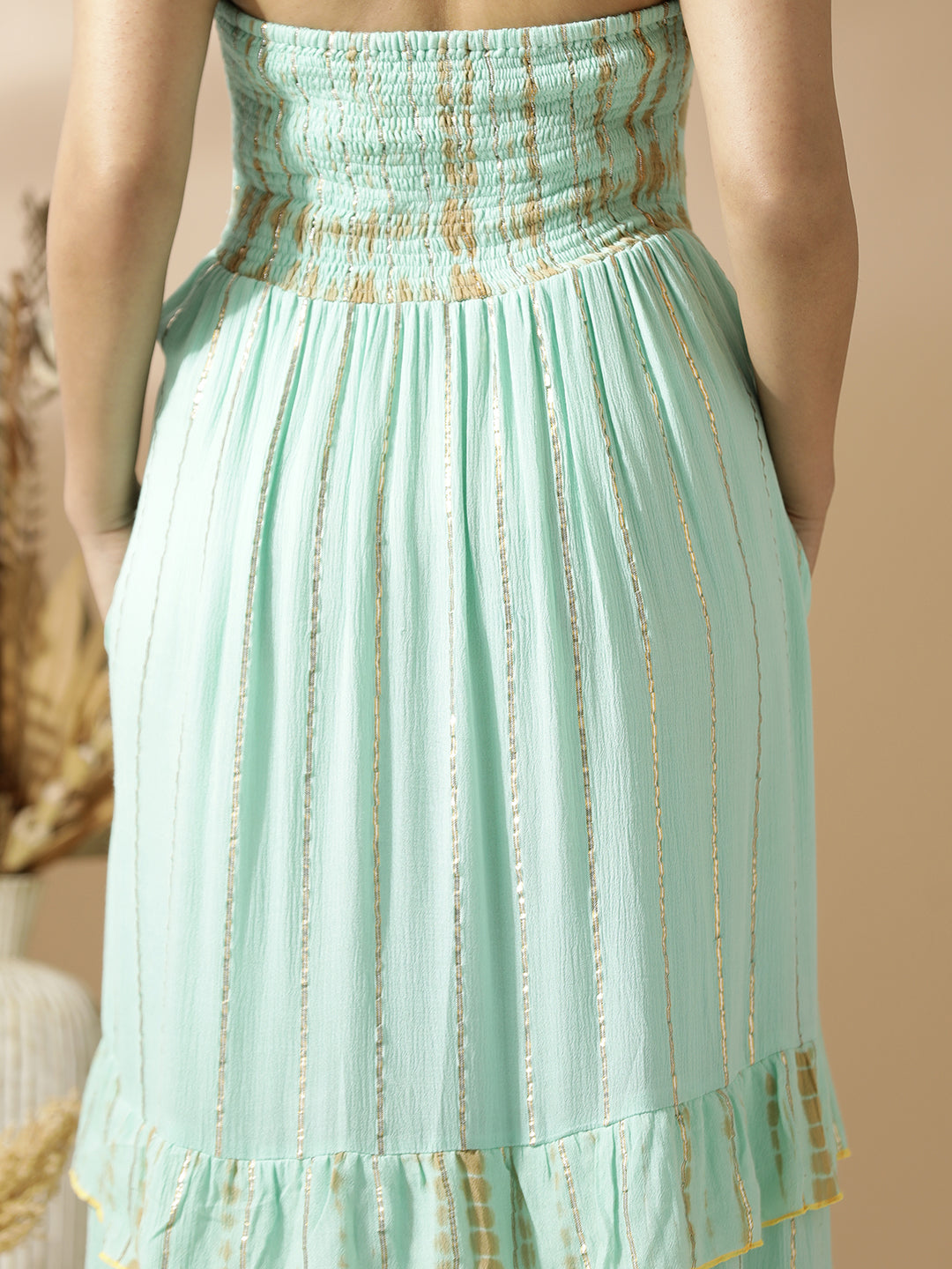 Sea Green Lurex Long Dress