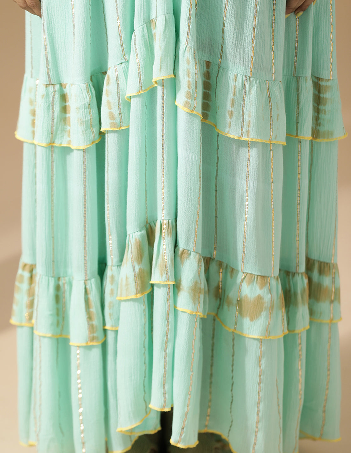 Sea Green Lurex Long Dress