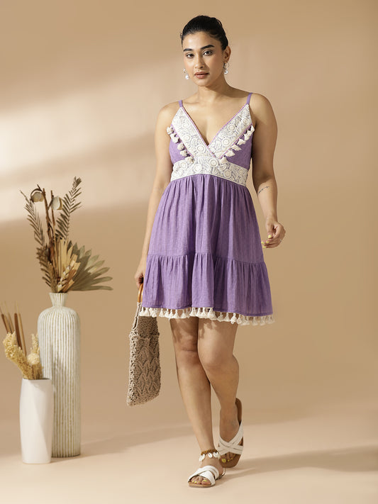 Purple Tiered Short dress