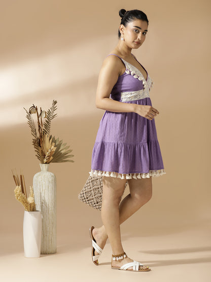 Purple Tiered Short dress