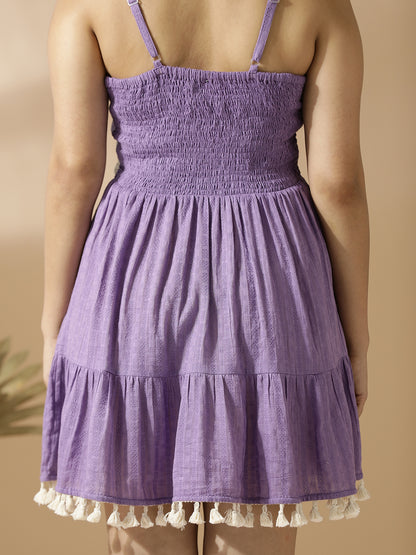 Purple Tiered Short dress