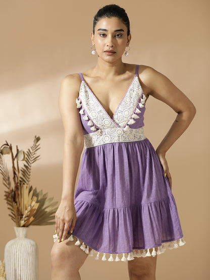 Purple Tiered Short dress