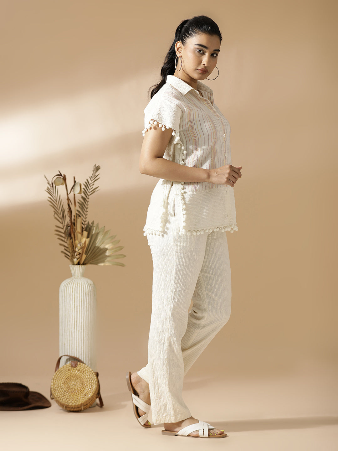 Off-White Kaftan Top and Pant Set