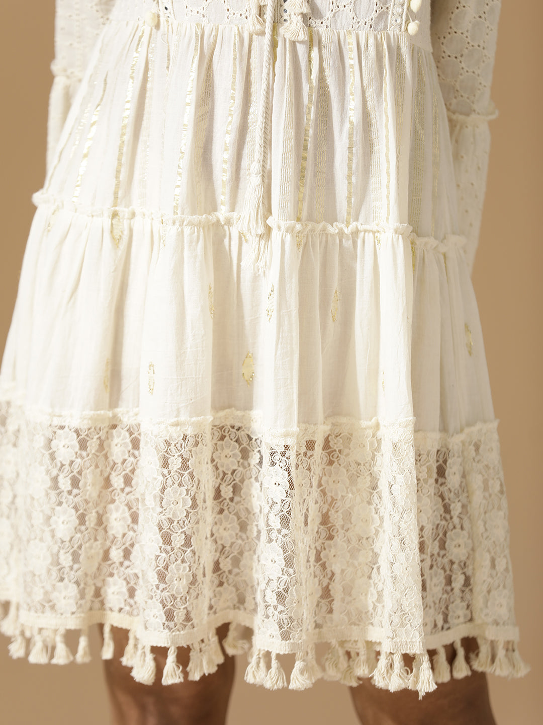 Off-White Short Tiered Dress