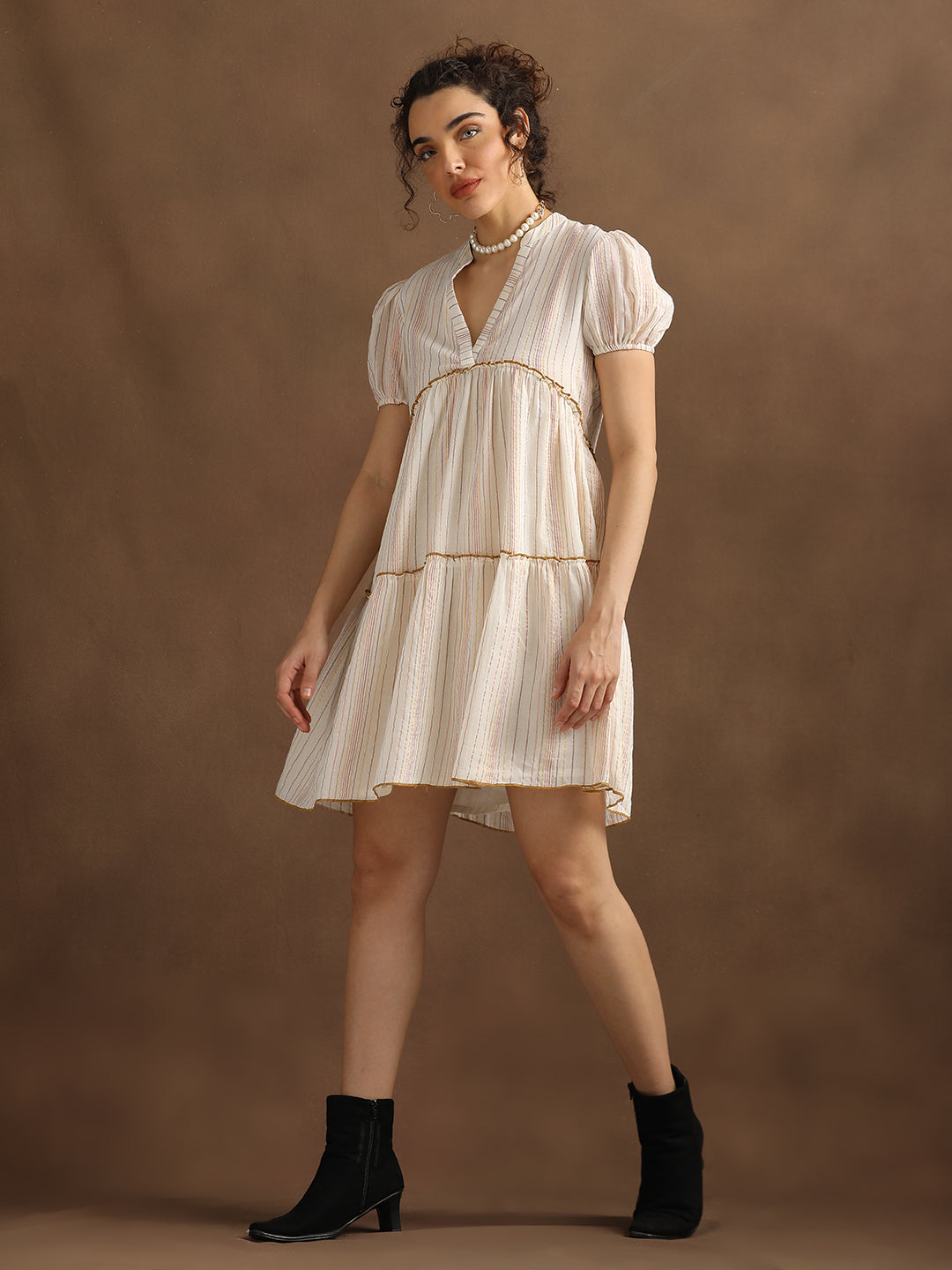 Natural Multilurex Short Dress