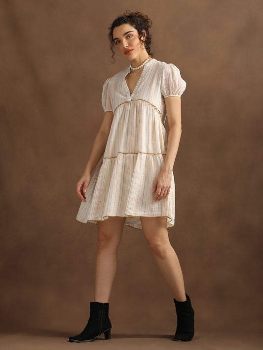 Natural Multilurex Short Dress