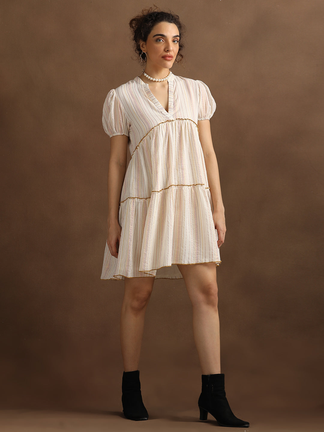 Natural Multilurex Short Dress