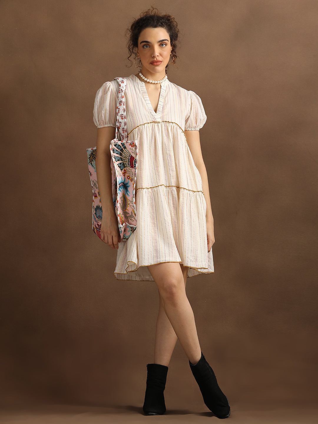 Natural Multilurex Short Dress