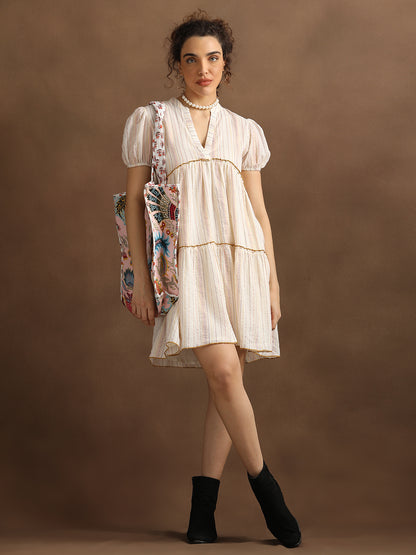 Natural Multilurex Short Dress