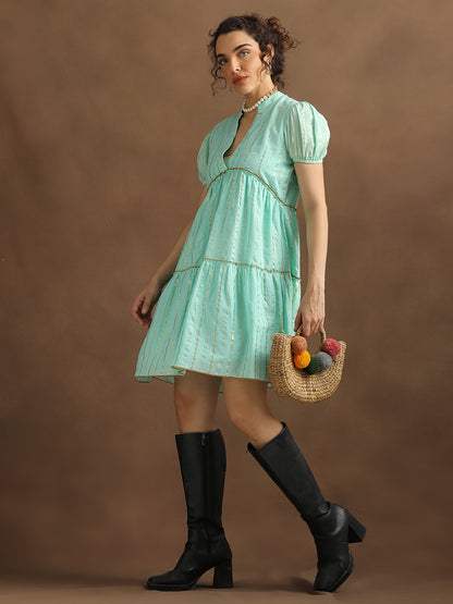 Sea Green Lurex Short Dress