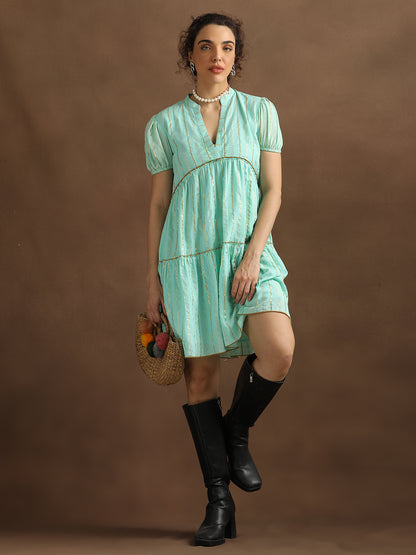 Sea Green Lurex Short Dress