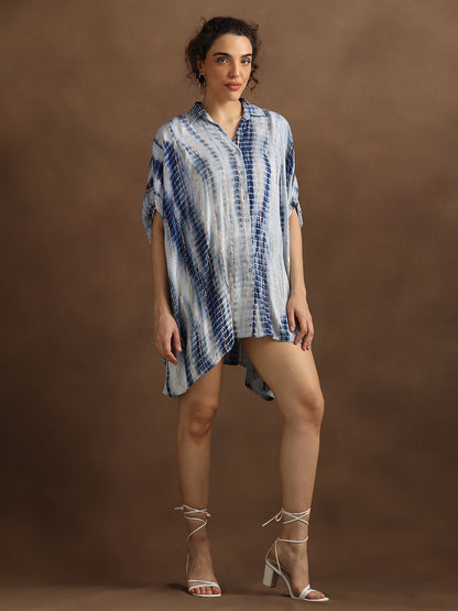 Indigo Hand Tie-Dye Oversized Shirt