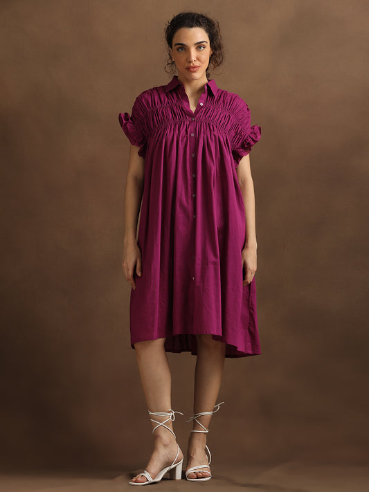 Magenta Oversized Shirt Dress