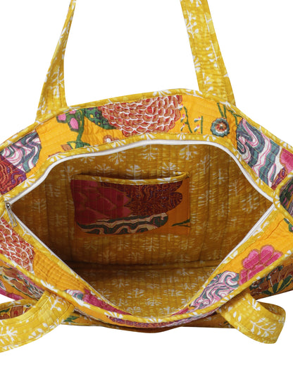 Yellow Cotton Utility Travel Bag