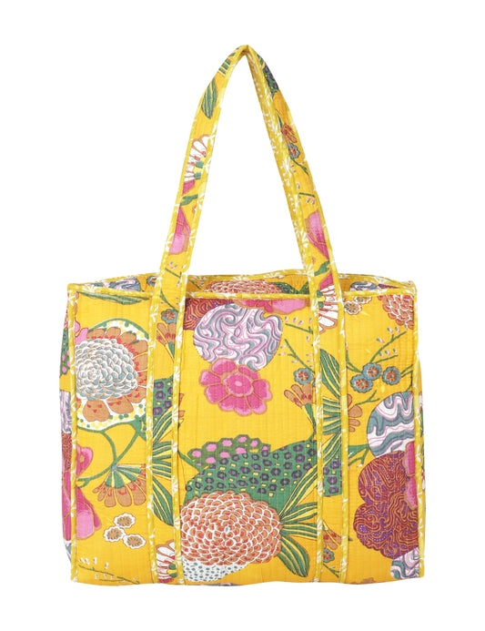 Yellow Cotton Utility Travel Bag